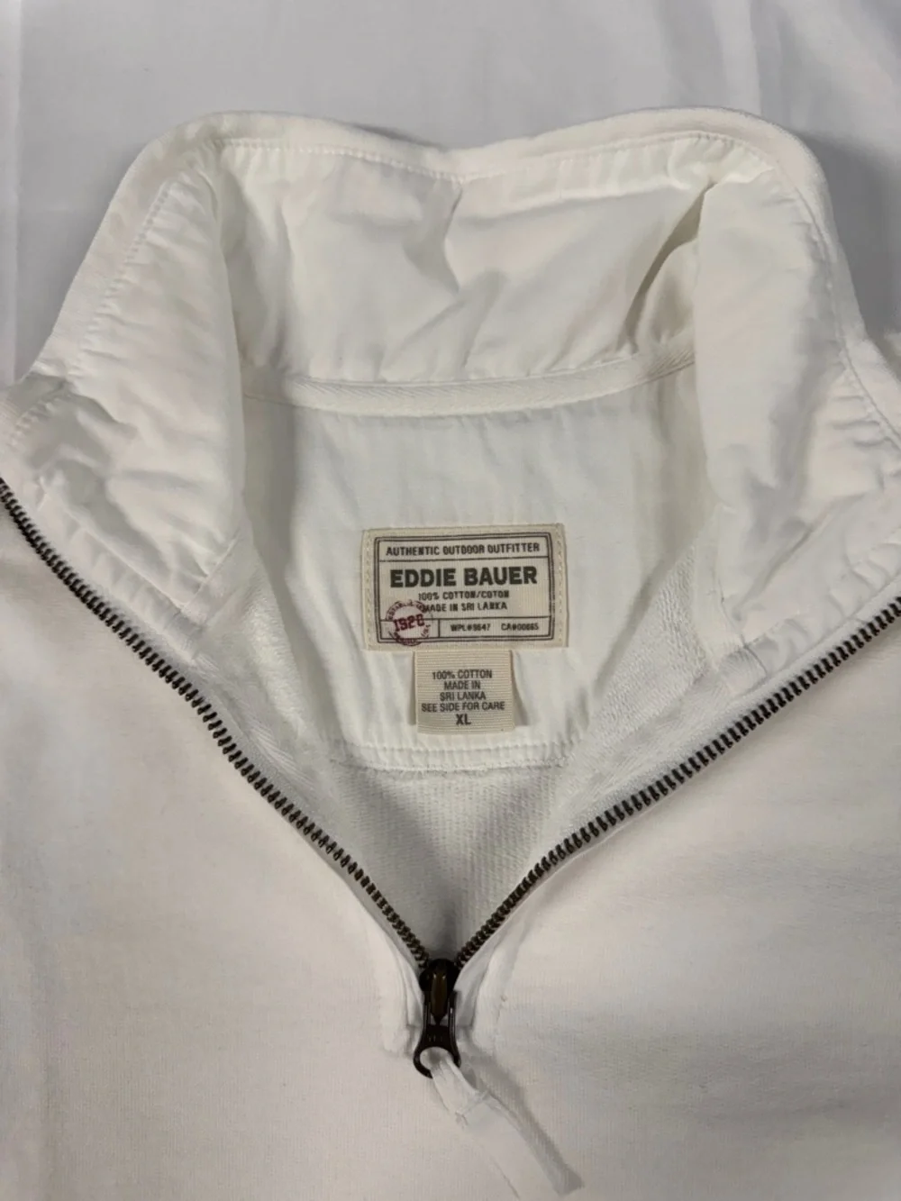 Eddie Bauer White Quarter-Zip Crewneck Sweater - Picture 6 of 8